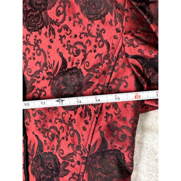 Vintage Ungaro Parallele Brocade Red Black Floral Peplum Jacket Victorian Size 8 - Picture 5 of 8